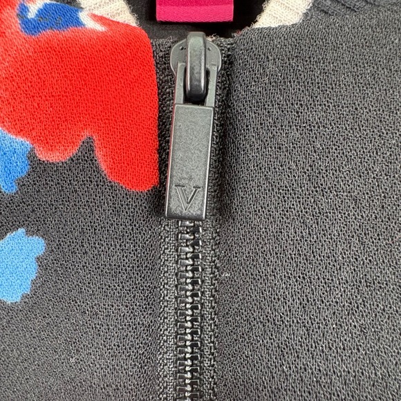 Vince Camuto Womens Traveling Bloom Black Floral Zip Up Bomber Jacket Size M - Picture 6 of 13